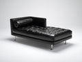Chaise longue - cuir-métal - 188x84x76 cm - noir-argenté - style moderne capitonné