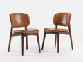 Chaise de salle à manger - Bois-Similicuir - 51 x 55 x 82 cm - Cognac-Bois noyer - Style moderne milieu du siècle