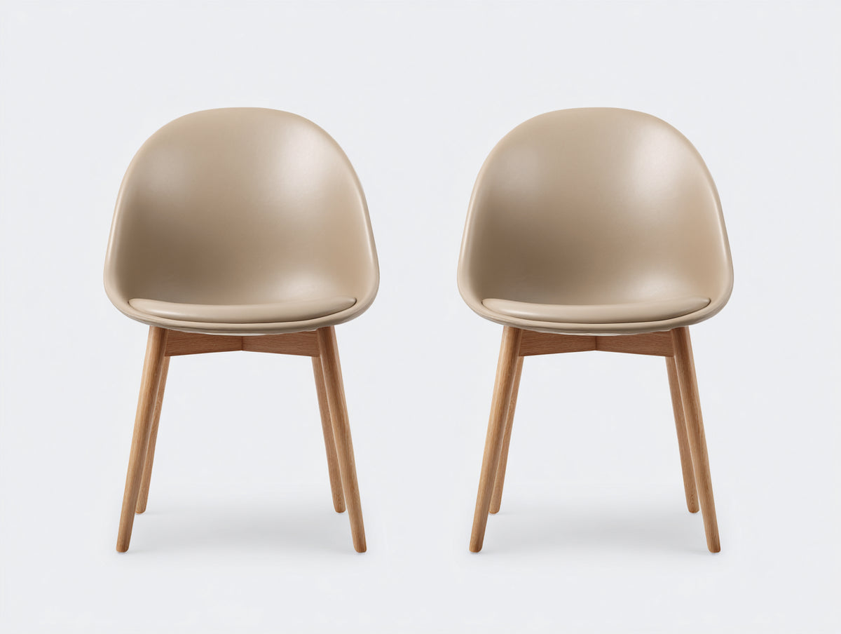 Chaise de salle à manger - Bois-Similicuir - 51 x 55 x 82 cm - Beige-Bois naturel - Style scandinave contemporain