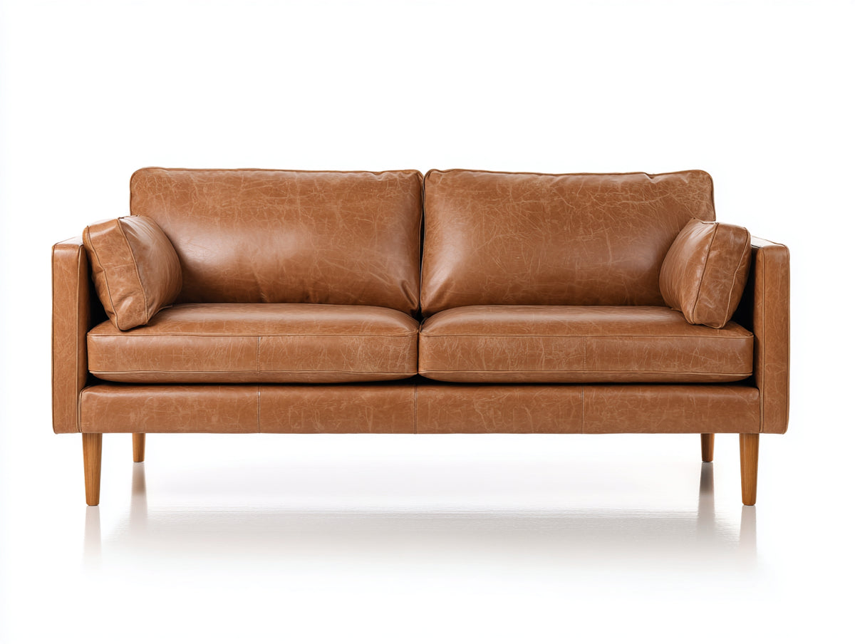 Canapé 2 places - cuir - 190x88x81 cm - camel - style moderne