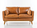 Canapé 2 places - cuir - 180x87x82 cm - cognac clair - style moderne mid-century