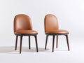 Chaise de salle à manger - Bois-Similicuir - 49 x 55 x 84 cm - Camel-Bois brun foncé - Style moderne rétro