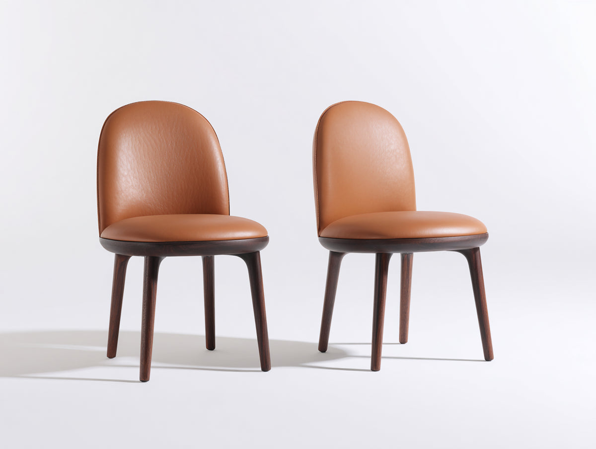 Chaise de salle à manger - Bois-Similicuir - 49 x 55 x 84 cm - Camel-Bois brun foncé - Style moderne rétro
