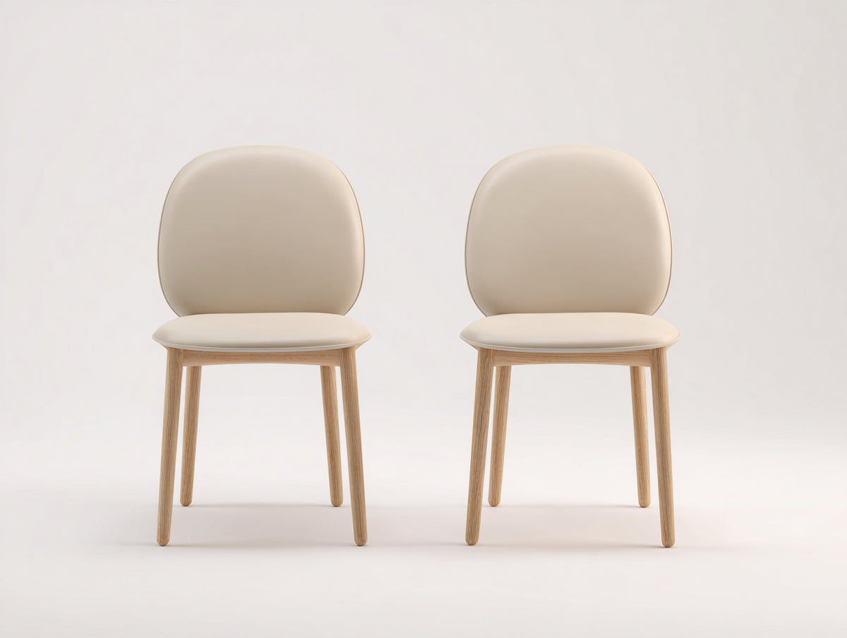 Chaise de salle à manger - Bois-Similicuir - 50x56x81 cm - Beige-Bois naturel - Moderne
