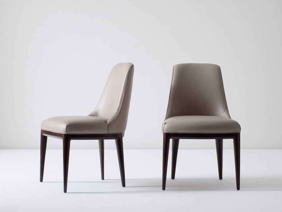 Chaise de salle à manger - Bois-Similicuir - 52 x 58 x 88 cm - Grège-Bois brun foncé - Style moderne élégant