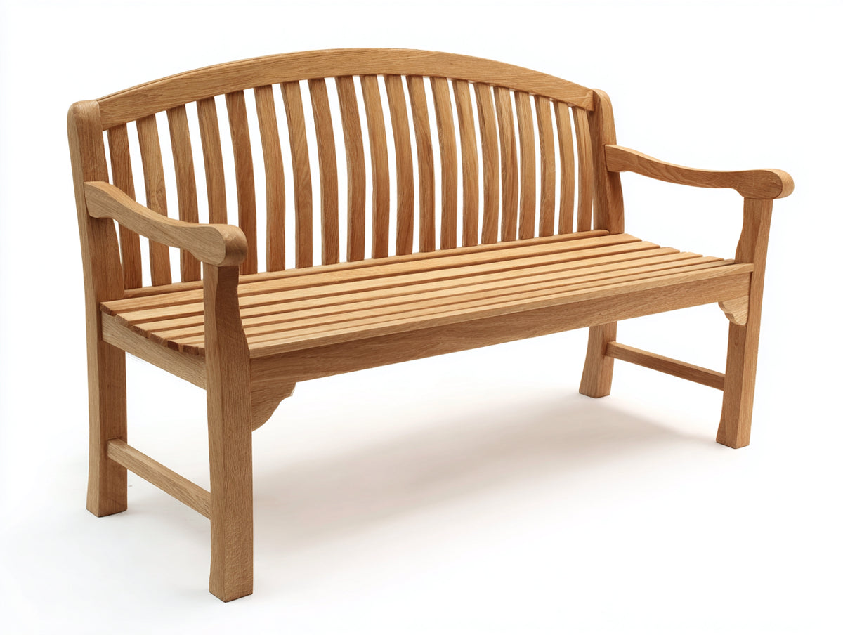 Banc de jardin - Bois - 171 x 62 x 94 cm - Bois naturel - Style classique à dossier cintré