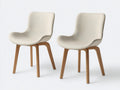 Chaise de salle à manger - Bois-Tissu - 52 x 56 x 84 cm - Écru-Bois naturel - Style scandinave moderne