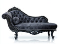 Chaise longue - velours-bois - 184x78x102 cm - noir anthracite-noir - style baroque gothique