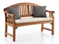 Banc de jardin - Bois-Tissu - 149 x 65 x 94 cm - Marron clair-Crème - Style classique à dossier cintré