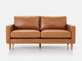 Canapé 2 places - cuir - 185x84x79 cm - camel - style minimaliste mid-century