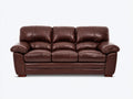 Canapé 3 places - Cuir - 209 x 95 x 93 cm - Marron acajou - Style contemporain compact