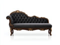 Chaise longue - velours-bois - 182x79x103 cm - gris anthracite-brun - style baroque classique
