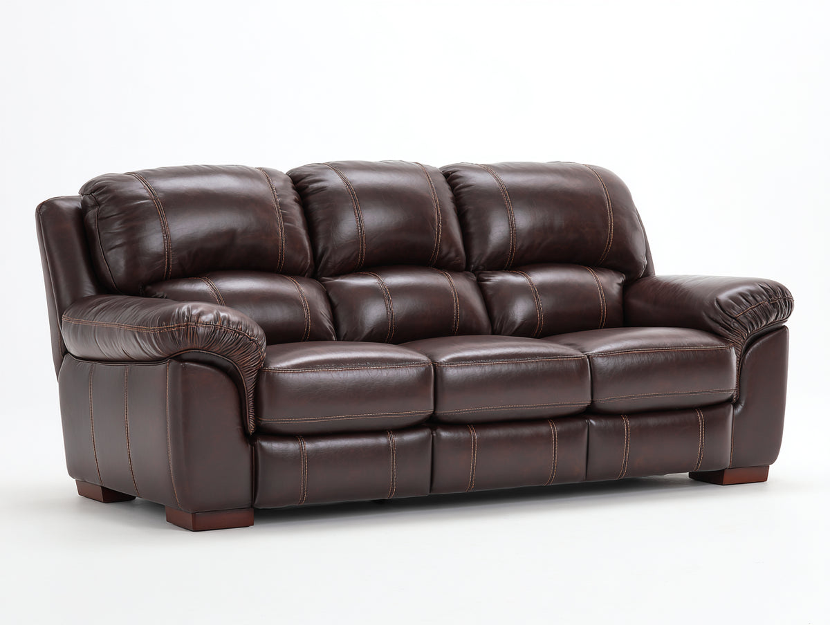 Canapé 3 places - Cuir - 223 x 101 x 97 cm - Marron foncé - Style moderne confortable