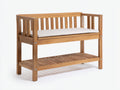 Banc de jardin - Bois-Tissu - 146 x 59 x 88 cm - Bois naturel-Crème - Style minimaliste avec rangement bas