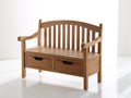 Banc de jardin - Bois - 138 x 58 x 94 cm - Bois naturel - Style classique avec tiroir de rangement