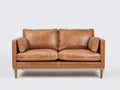 Canapé 2 places - cuir - 176x86x82 cm - camel clair - style moderne mid-century