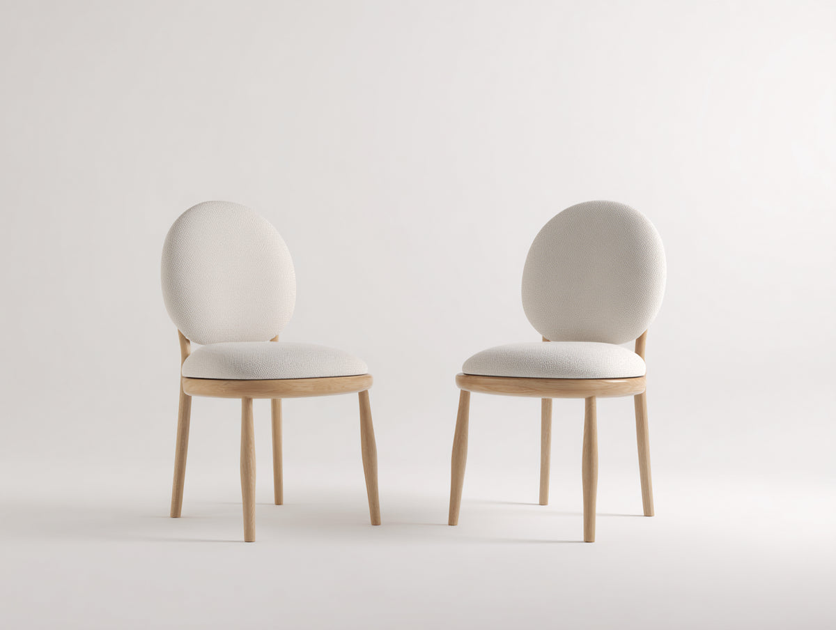 Chaise de salle à manger - Bois-Tissu - 49x54x82 cm - Blanc cassé-Bois naturel - Scandinave