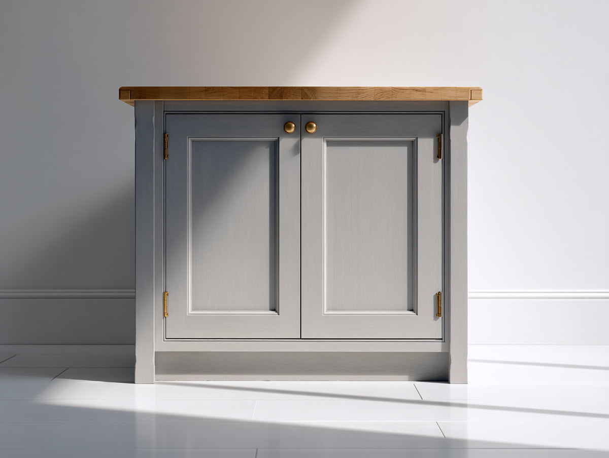 Buffet - Bois - 92 x 42 x 86 cm - Gris perle-Bois naturel - Style classique