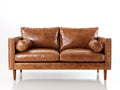 Canapé 2 places - cuir - 183x87x82 cm - cognac - style moderne mid-century