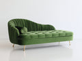 Chaise longue - velours-métal - 190x82x86 cm - vert olive-doré - style contemporain glamour