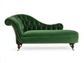 Chaise longue - velours-bois-métal - 181x80x91 cm - vert forêt-brun-doré - style classique victorien