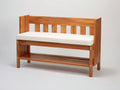 Banc de jardin - Bois-Tissu - 148 x 57 x 86 cm - Marron chaud-Crème - Style fonctionnel à rangement bas