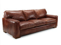 Canapé 3 places - Cuir - 219 x 99 x 89 cm - Marron vieilli - Style vintage