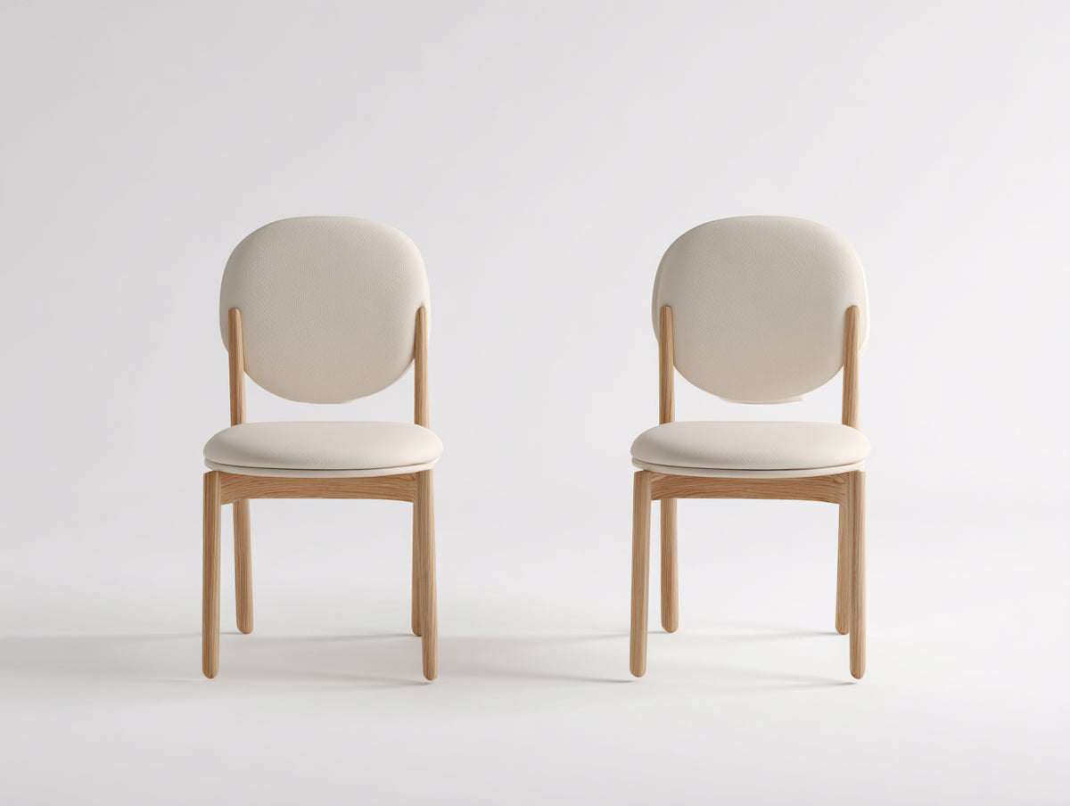 Chaise de salle à manger - Bois-Tissu - 49x55x81 cm - Beige clair-Bois naturel - Moderne