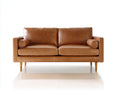 Canapé 2 places - cuir - 175x87x83 cm - camel clair - style rétro moderne