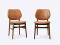 Chaise de salle à manger - Bois-Similicuir - 50 x 54 x 82 cm - Cognac-Bois brun foncé - Style moderne milieu du siècle